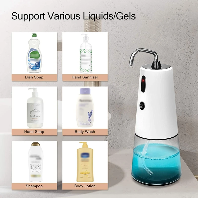 

Automatic Soap Dispenser Infrared Sensor Touchless Hand Washer 8.45Oz/250Ml Rechargeable Dispenser for Bathroom, Kitchen
