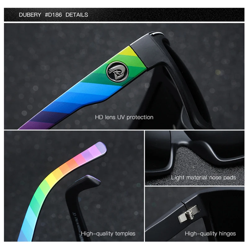 

DUBERY Oversized Polarized Sunglasses Men Fashion Sport Style TAC Lens Sun Glasses High Quality Lightweigh Frame Goggles CE