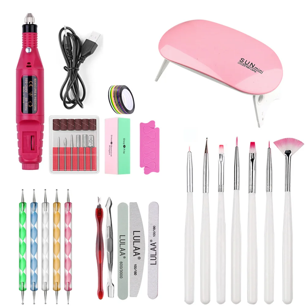 

Набор инструментов для дизайна ногтей, искусственная роспись, ручка, точечная дрель, пилка для ногтей, стразы, ювелирные изделия