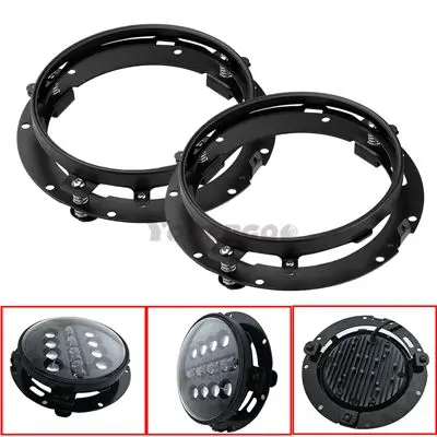 black 2pccs Хромированный 7-дюймовый круглый светодиодный Монтажный кронштейн для фар для Jeep Wrangler JK Land rover defender мотоцикл " B - Цвет: black 2pccs