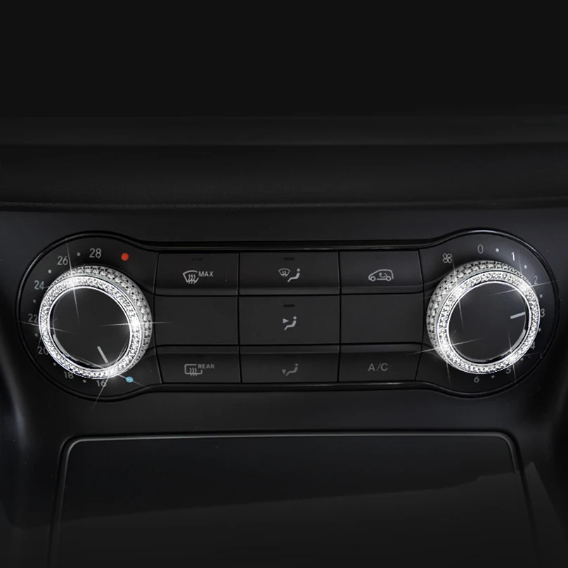 Алмазная Автомобильная консоль ручка кондиционера Накладка для Mercedes Benz A B Class GLA