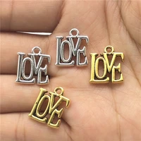 junkang 20pcs charm letter love small jewelry making diy handmade bracelet necklace pendant accessory material