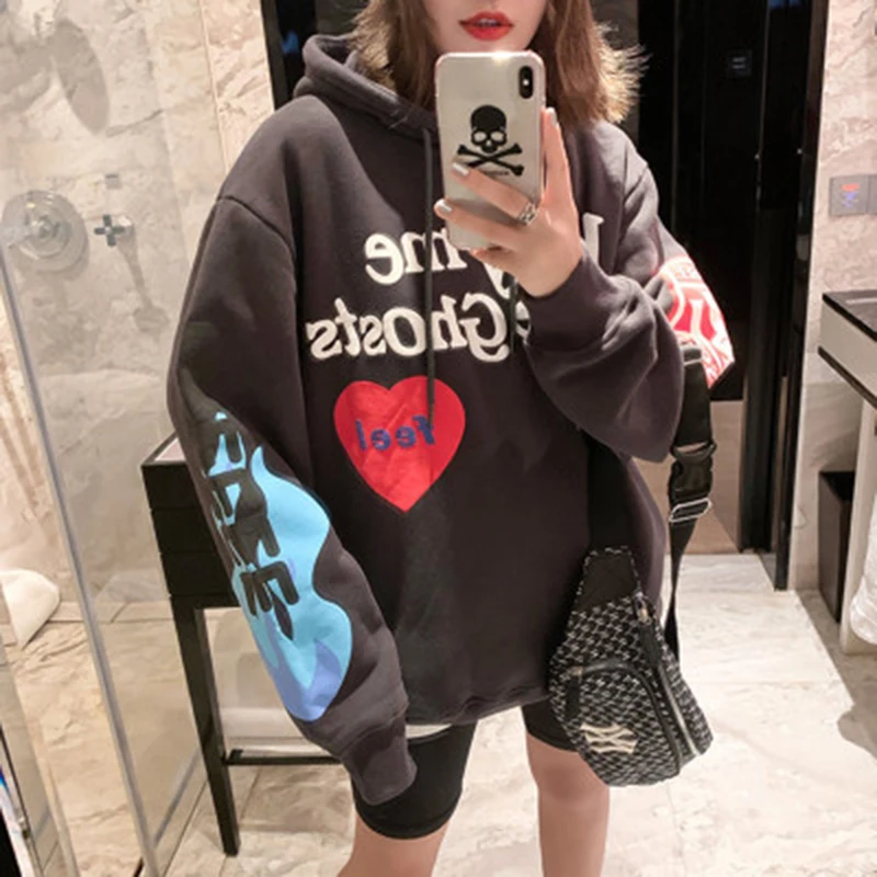 Худи Kanye West с принтом граффити и надписью плюс бархатная толстовка мужская