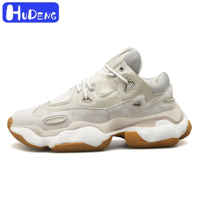 HUDENG Brand high Roman Fashion Leather Men's Shoes Lace-up Man Outdoor Casual Thick Bottom Stitch Lace Up Male Sneakers | Обувь