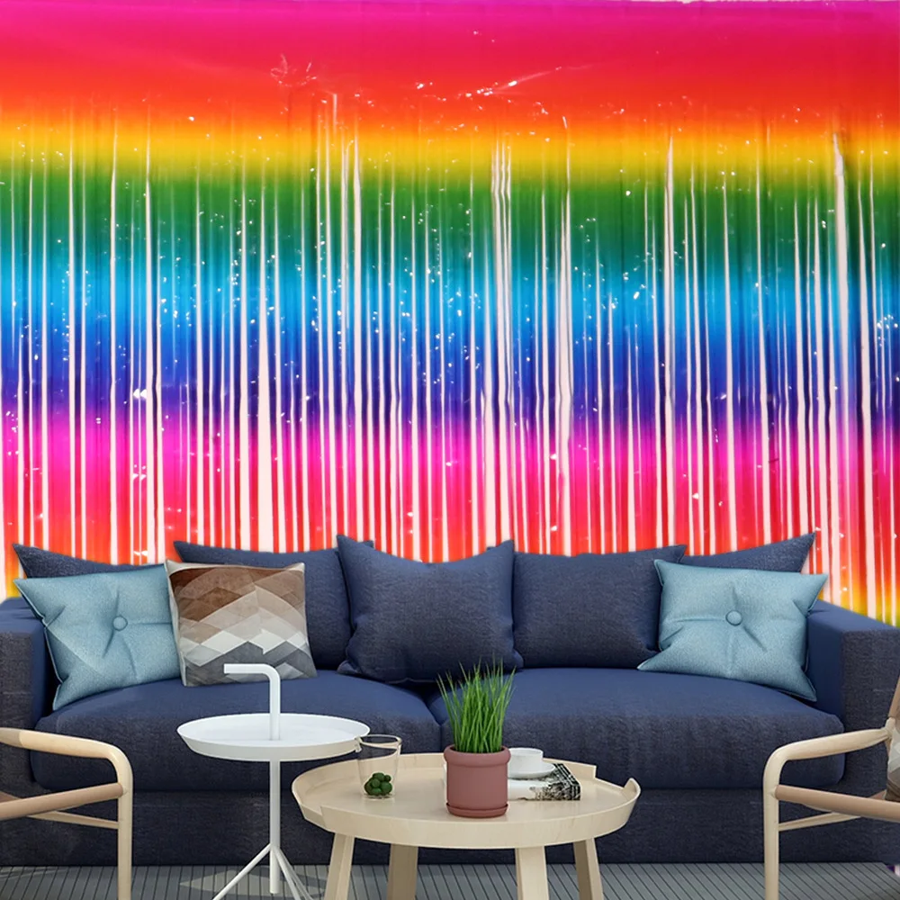 

Christmas Supplies,2m Macarons Gradient Color Thickening Rain Silk Curtain,holiday Party Decoration, Wedding Scenes Layout Props