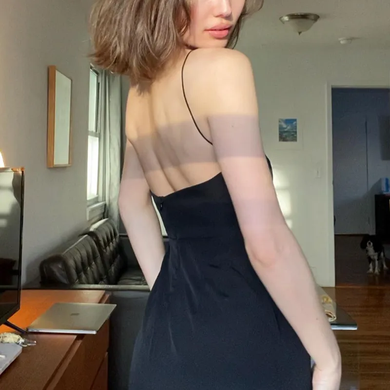 

Summer Black Dress Women 2021 New Party Robe Female Clothing Fashion Hollow Out Backless Sleeveless Women's Sexy Split Dresses