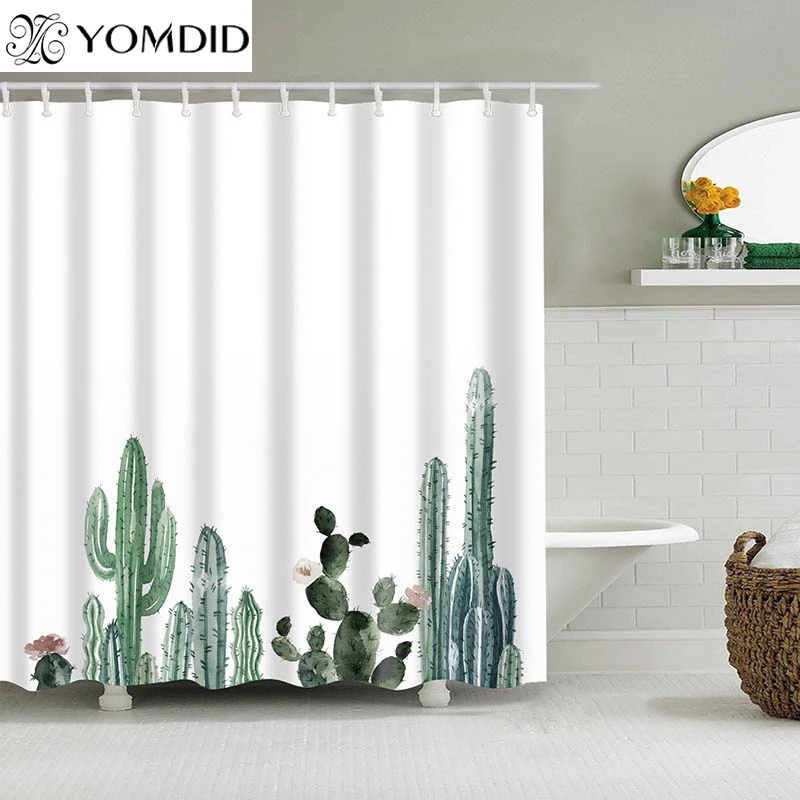 Cortina de ducha de Cactus Tropical, accesorios de baño de tela de poliéster para decoración de baño, estampados de varios tamaños
