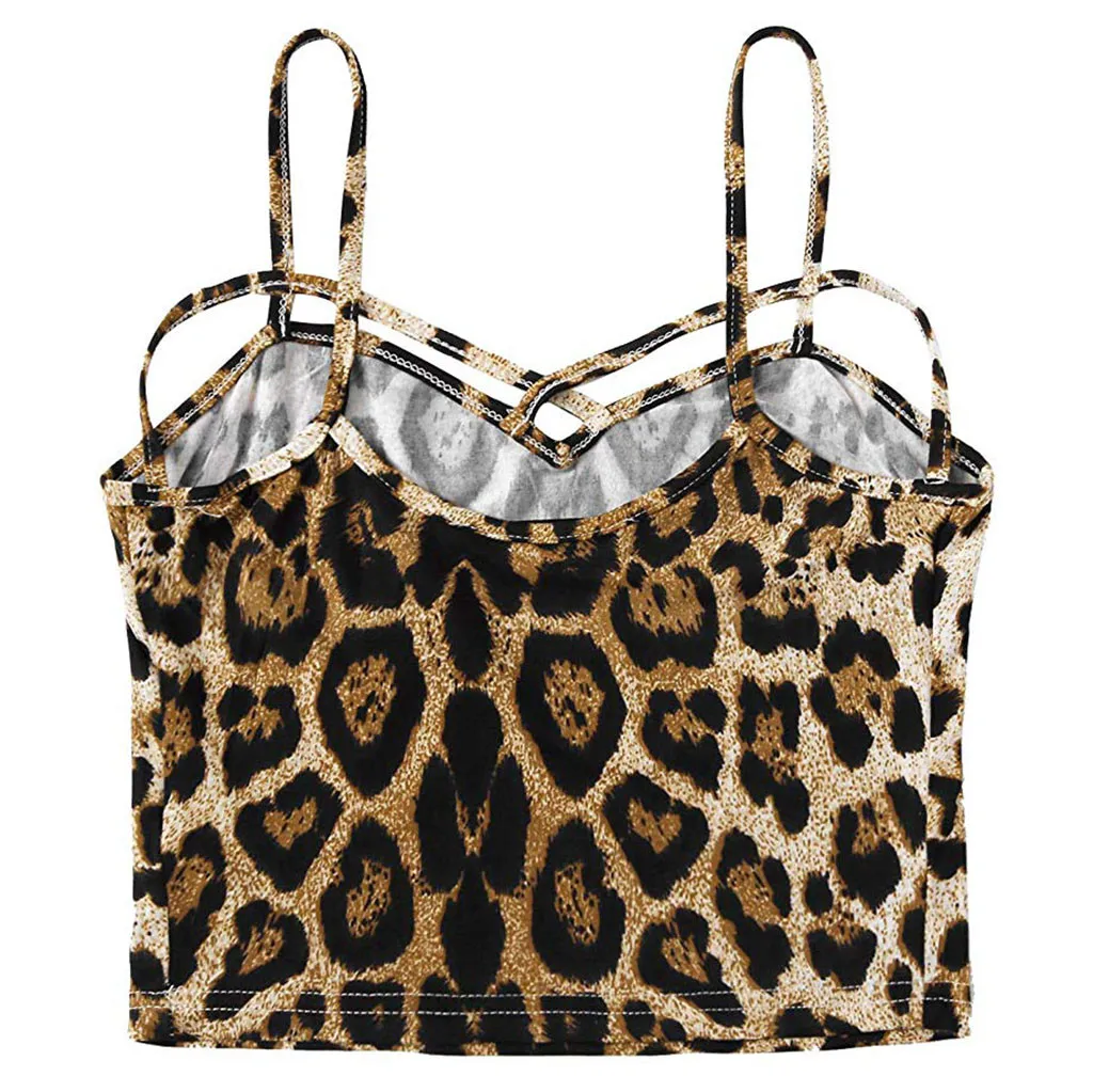 Сексуальные женские летние пляжные майки с леопардовым принтом майка лямкой