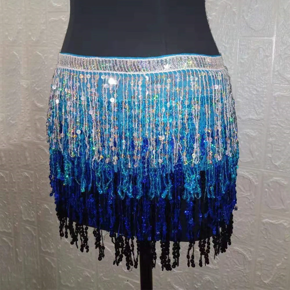 CACARE Shinny Latin Dance Skirt Fringe Dress 13 Choices Adjustable Waist Sequins Tassels Party D0044 | Тематическая одежда и