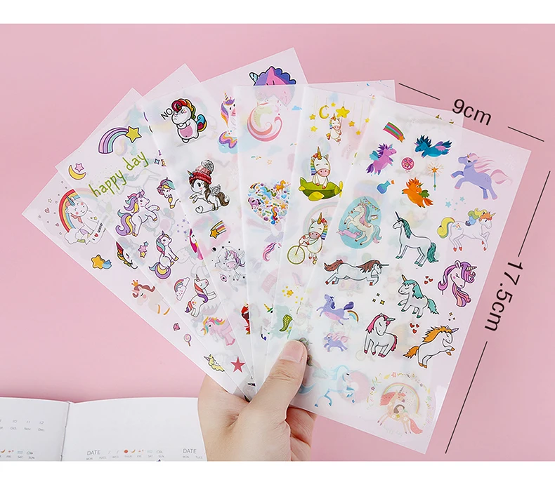 6 шт./компл. Kawaii Единорог Стикеры s Набор «сделай сам» для милый мультфильм клейкий стикер тетрадь для записей в форме пули аксессуары для журналов школьные канцелярские принадлежности