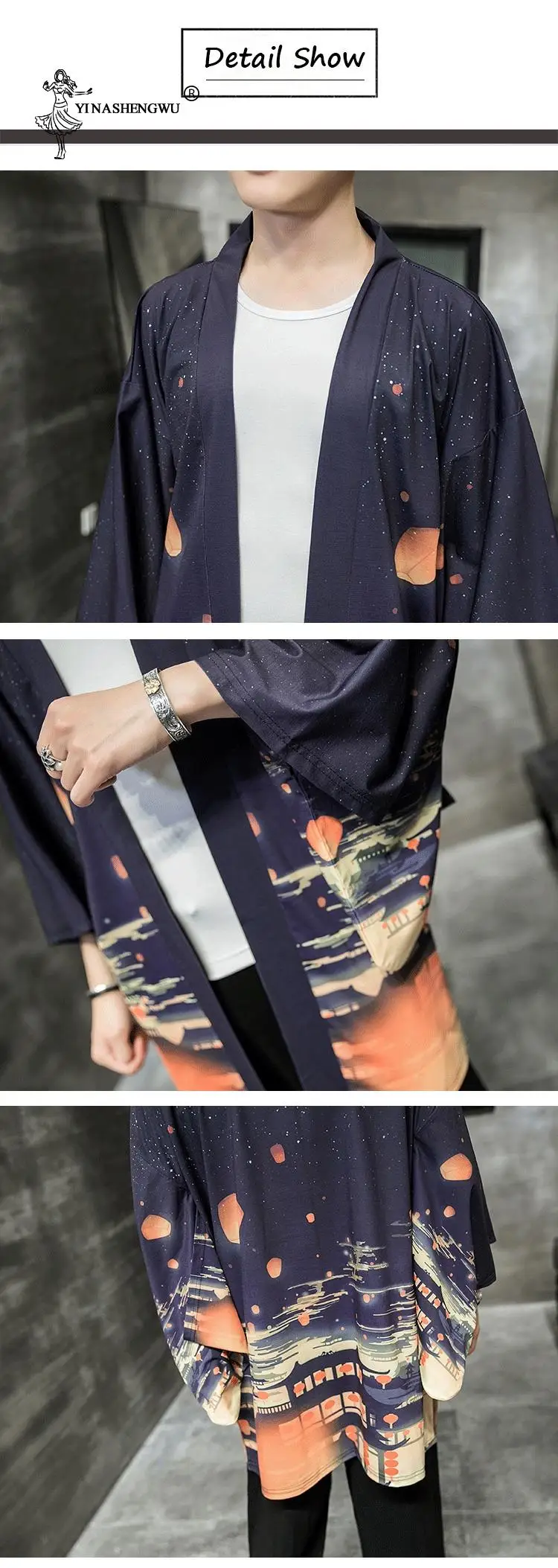 Yukata Кимоно Кардиган для мужчин японское кимоно для мужчин принт Азия кимоно костюм для косплея Топ пляжное тонкое повседневное пальто Солнцезащитная рубашка