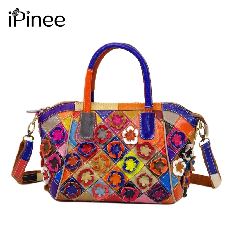 Сумки iPinee в стиле пэчворк с цветами сумка из натуральной кожи женские сумки на
