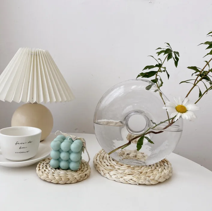 

Japanese Woven Table Pad Corn Fur Thickened Insulation Tea Mat Heat Resistant Casserole Pad Dining Corn Husk Woven Placemat