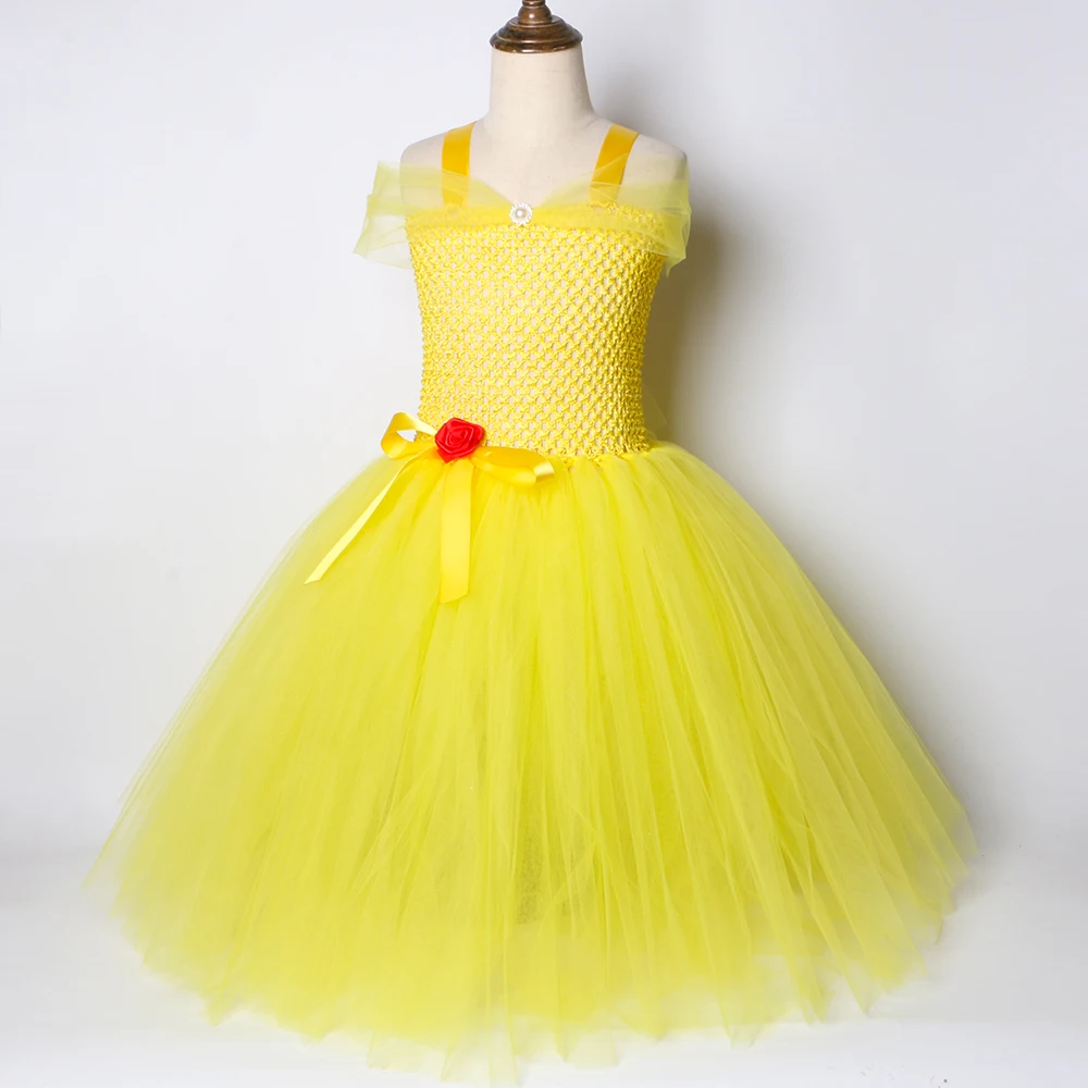 Girls Belle Princess Tutu Dress Tulle Girl Fancy Christmas Halloween Party Kids Beauty and The Beast Cosplay Costume | Детская одежда и