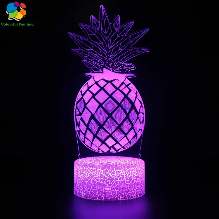 Remote Control Art Abstract Gift 3D Light LED Crack Base Illusion Night 7 Colors Changing 3AA Battery Powered USB Lamp 15 | Освещение