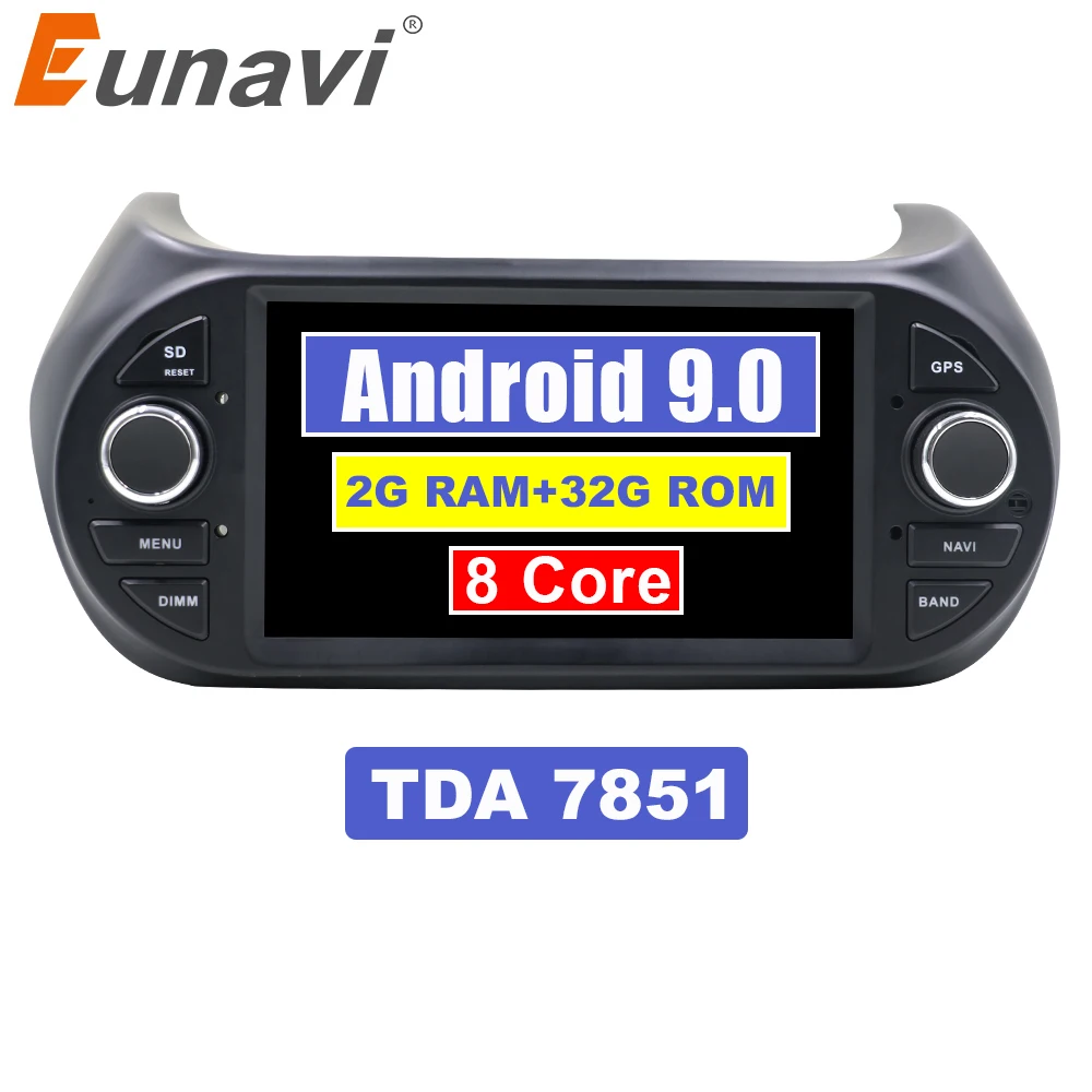 Фото Eunavi автомобильный мультимедийный плеер GPS Android 9 0 автомобильное радио 1Din DVD для