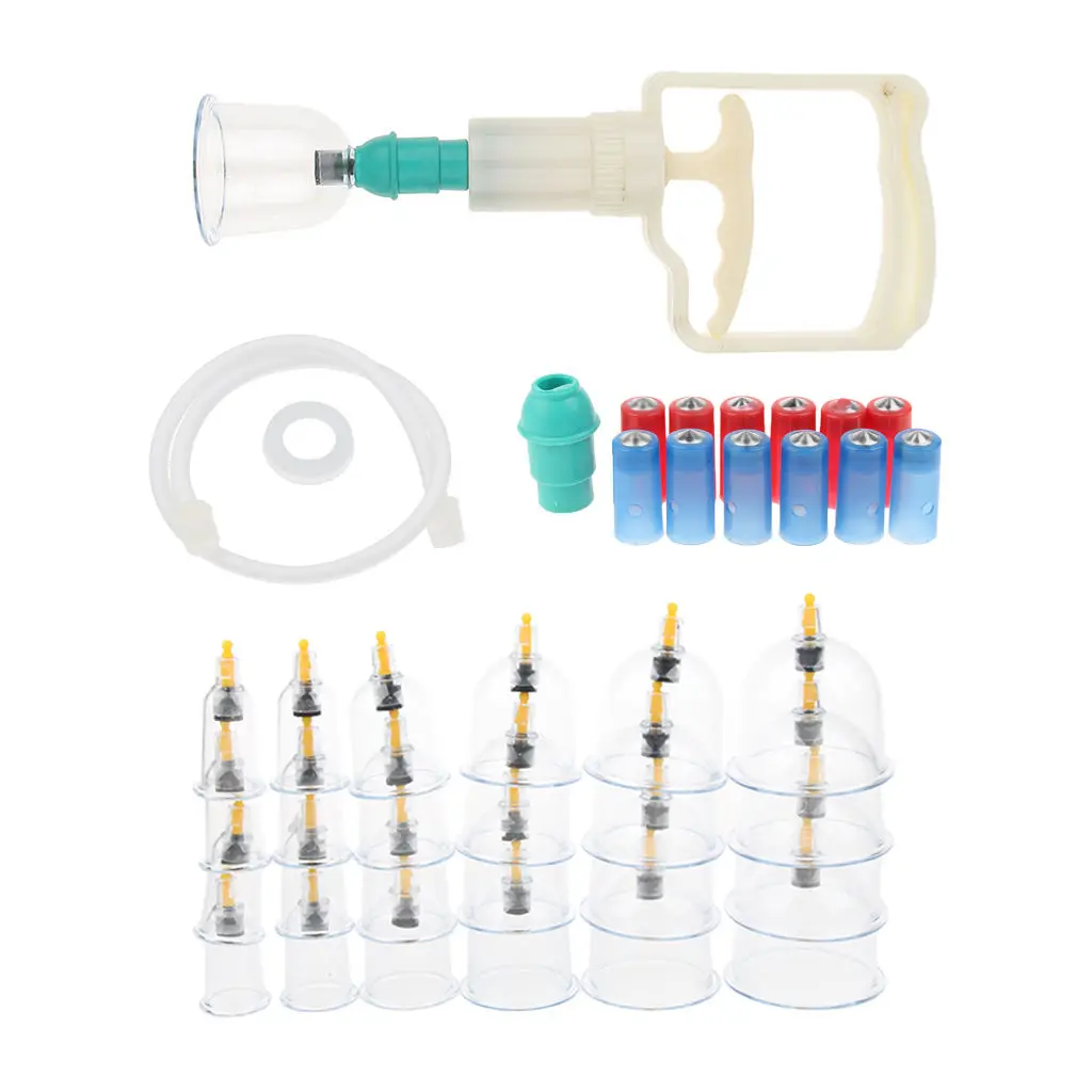 Набор из 24 вакуумных банок для антицеллюлитного массажа с набором всасывающих