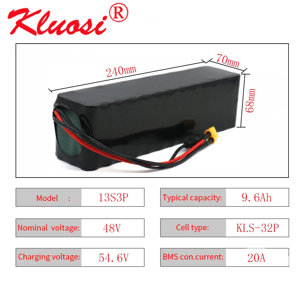 Литиевый аккумулятор клуosi 13S3P 48 в 750 а/ч 10 54 6 Вт с 20A BMS для электрического скутера