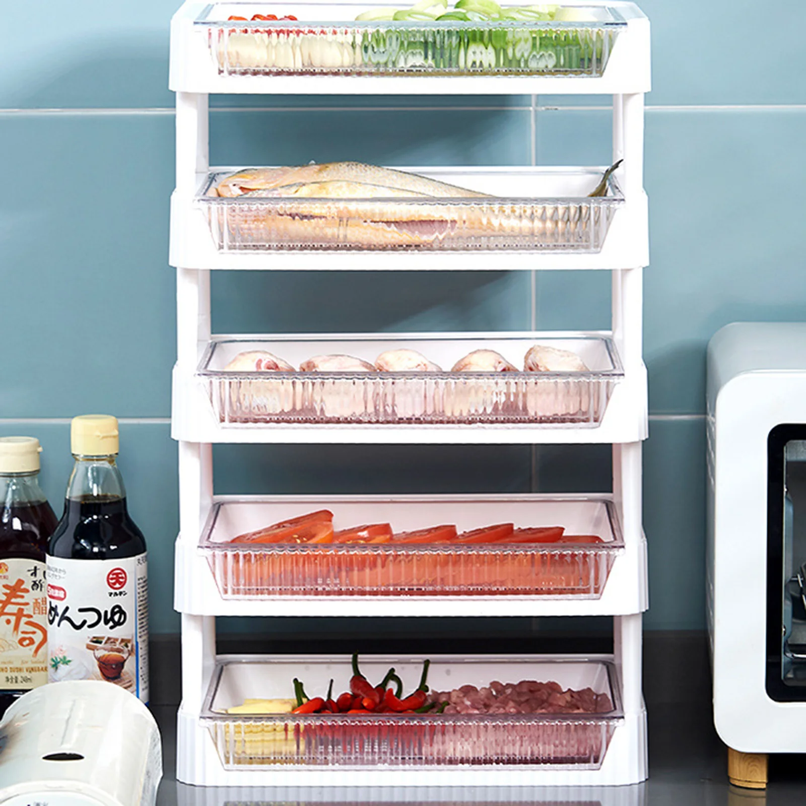 

Draining Rack Kitchen Folding Stackable Food Vegetables Holder Drain Rack Container For Kitchen Fruit Container