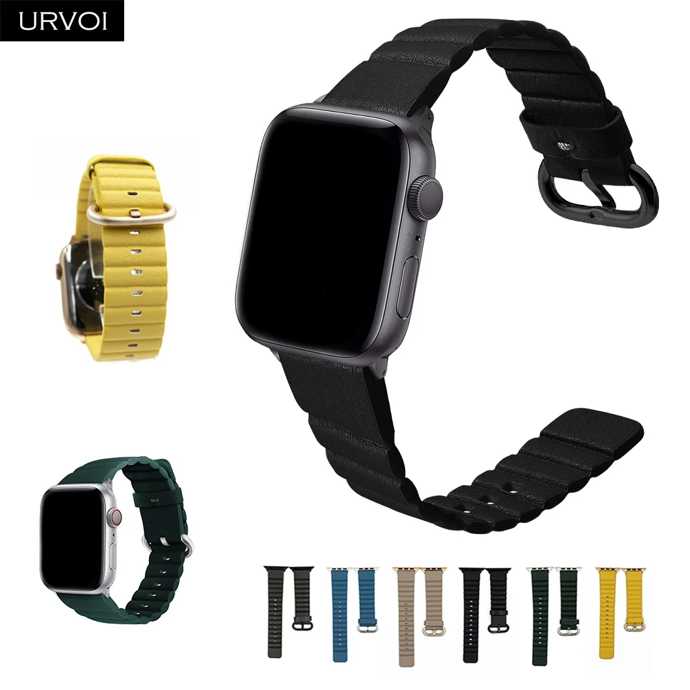 Ремешок URVOI для Apple Watch series 6 SE 5 4 3 2 1 дизайнерский браслет из искусственной кожи с