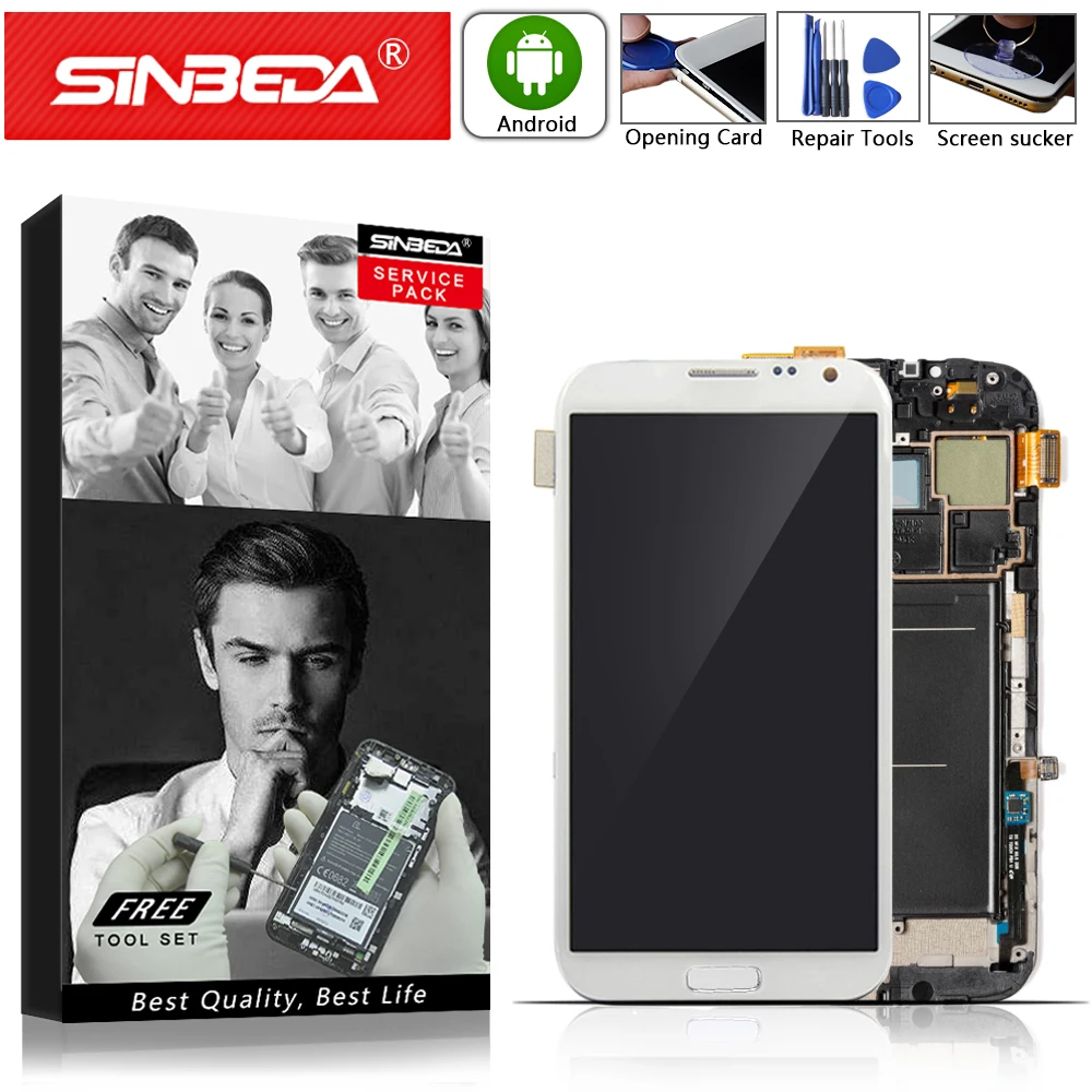 5," AMOLED для samsung Galaxy Note 2 N7100 N7105 i317 T889 ЖК-дисплей дигитайзер сенсорный экран с рамкой для samsung Note2 lcd