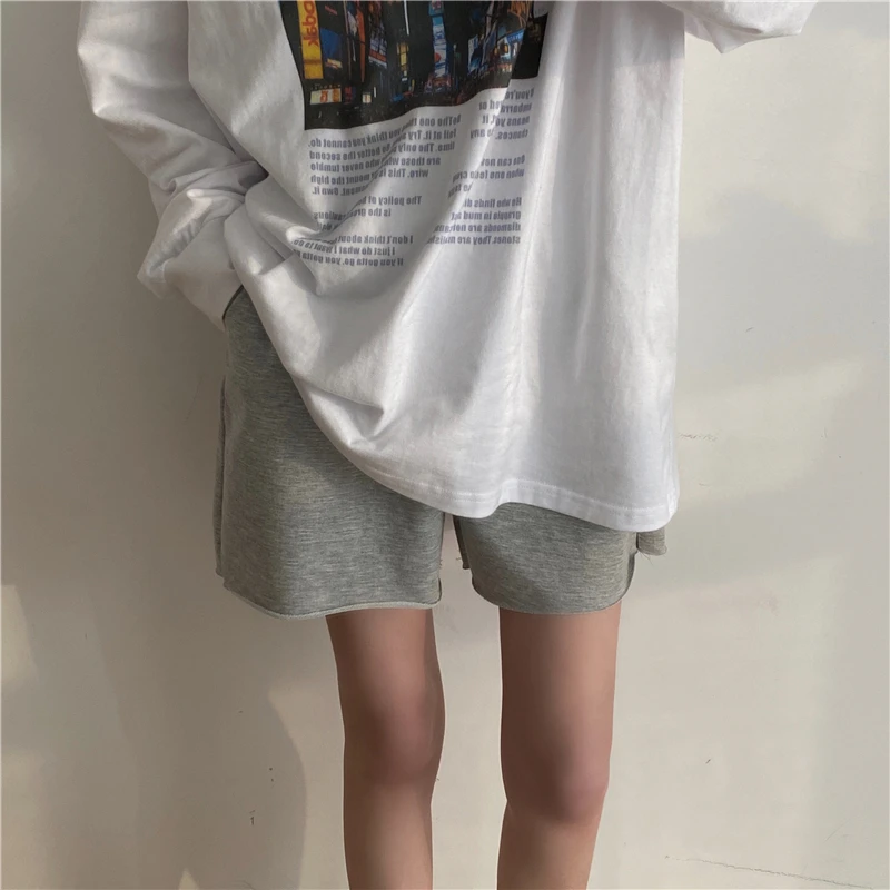 

Harajuku Fashion Femme Loose Oversize Retro Cotton Sports High Waist Solid Plus Size Women Streetwear Sexy Wide Shorts