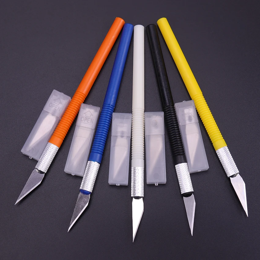 

1PC Knife With 6 Blades Engraving Craft Non-slip Plastic Scalpel Hand Tool Cutter Carving Tools