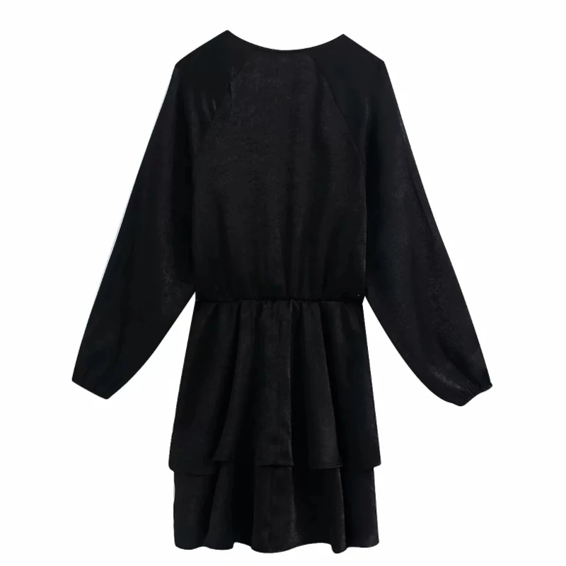 Женское элегантное платье трапециевидной формы с узелком v образным вырезом