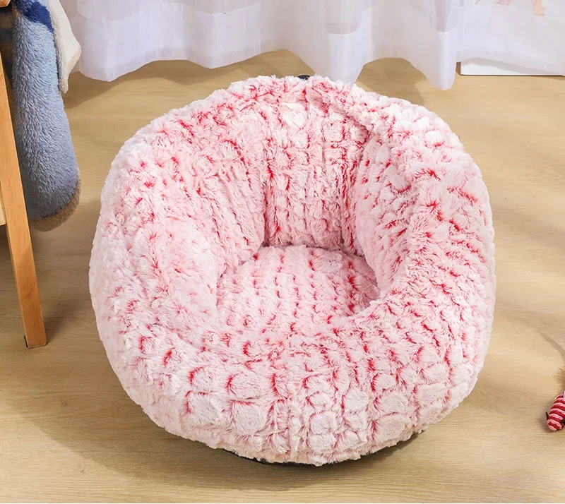 Новые круглые плюшевые кровати для кошек коврики домашних животных зимние