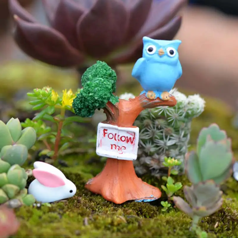 

DIY Смола Сова ветка дерева мини ремесла Искусственные Украшения для сада бонсай микро ландшафт сад кукольный домик украшение