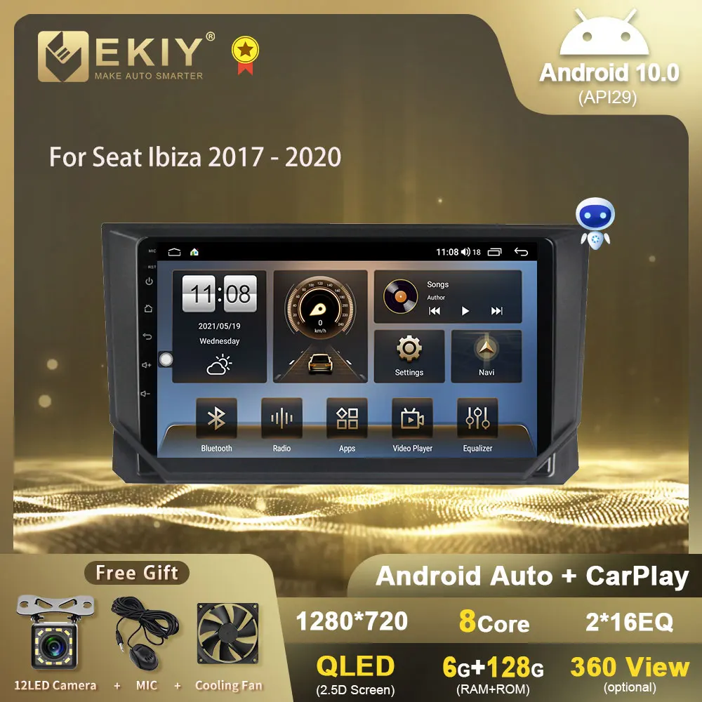 

EKIY T7 QLED DSP Android 10 автомобильное радио для Seat Ibiza 2017 - 2020 мультимедийный плеер Carplay Navi No 2din магнитофон головное устройство
