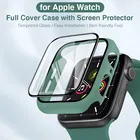 Стекло + крышка для Apple watch Series 5, 3, 4, 6, SE, бампер + защита экрана, чехол для Apple Watch 44 мм, 40 мм, iWatch 42 мм, 38 мм, аксессуары