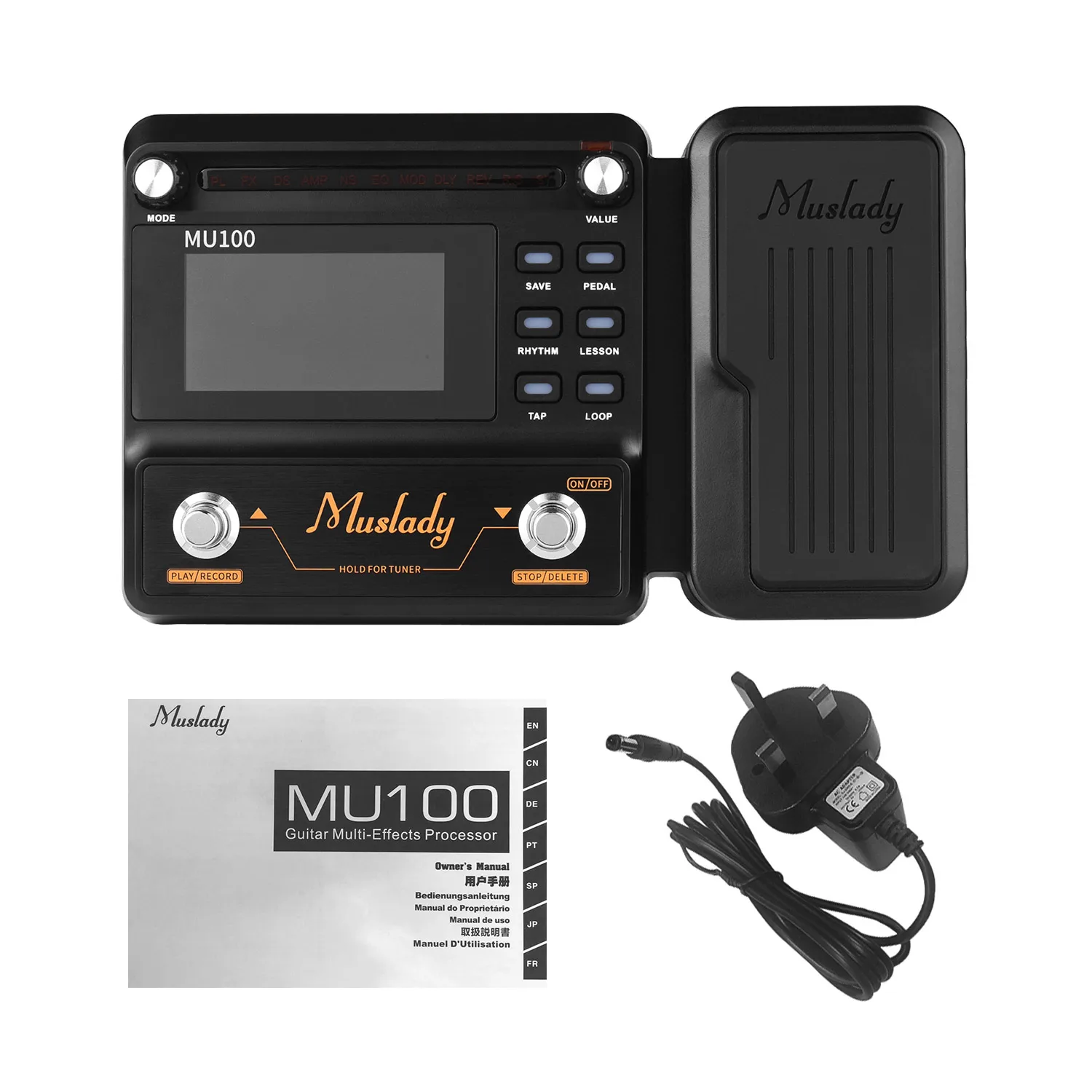 Музыкальный процессор эффектов для гитары Muslady MU100, поддерживающий запись петель длительностью 180 секунд, инструментальные компоненты.