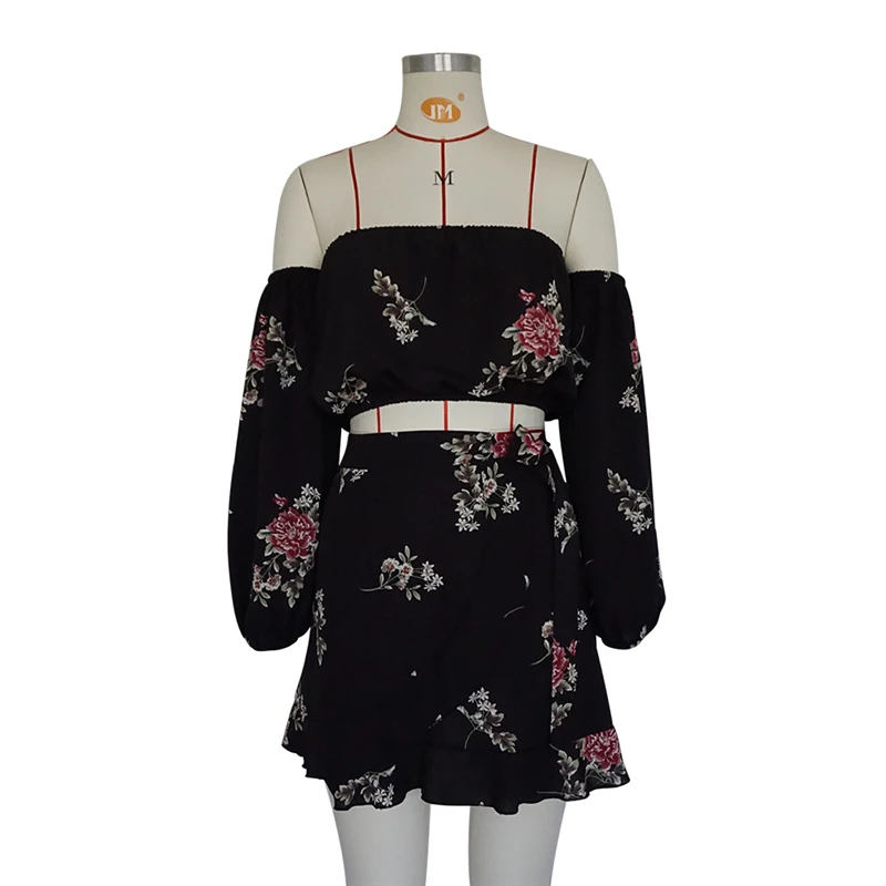 Комплект из двух предметов женское шифоновое платье с открытыми плечами и