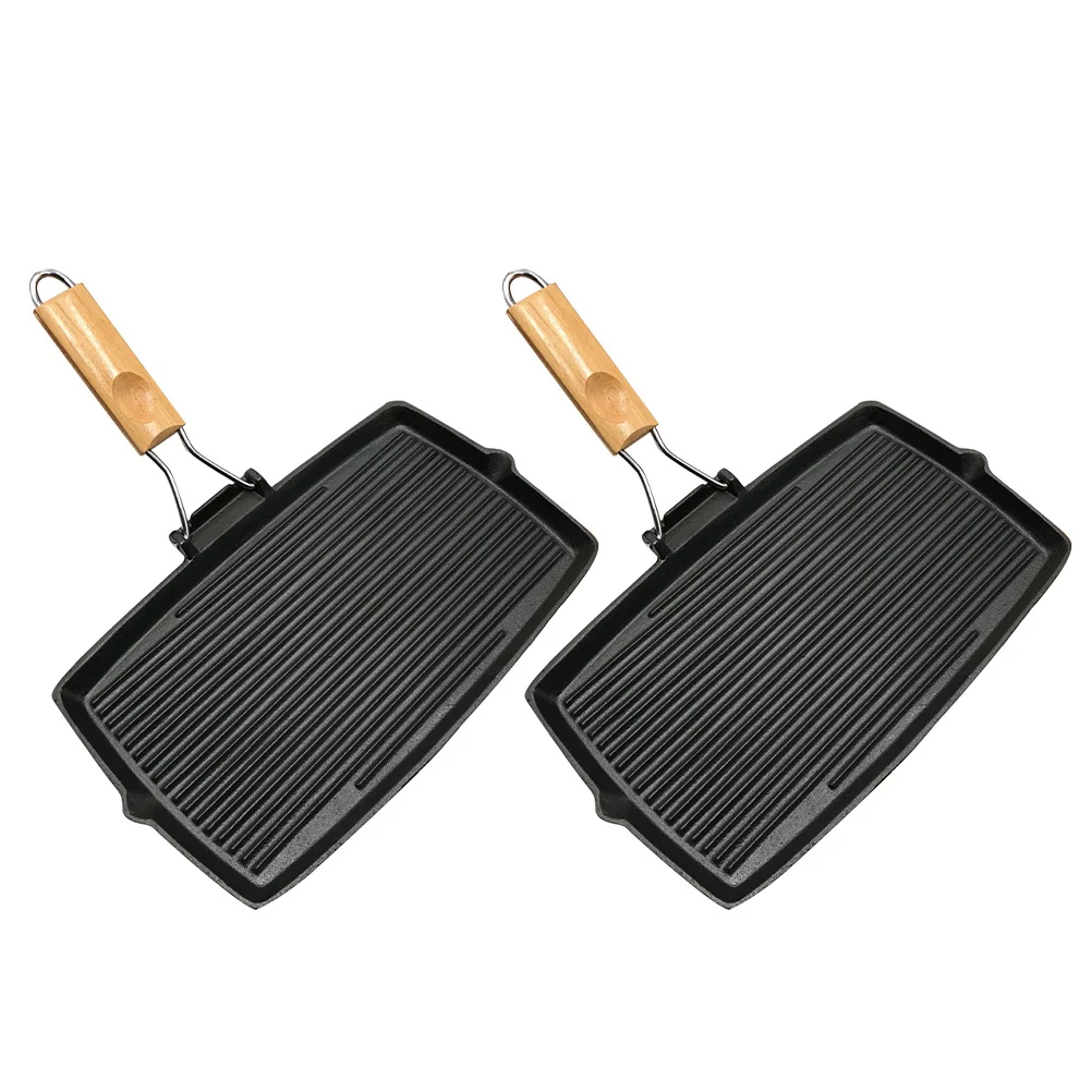 

2pcs Non-stick Frying Pans Picnic Baking Pans Kitchen Supplies (Black)