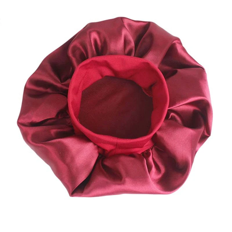 1pc Silk Head Wrap Shower Cap Adjust Solid Satin Bonnet Hair Styling Long Care Women Night Sleep Hat Tools | Красота и здоровье
