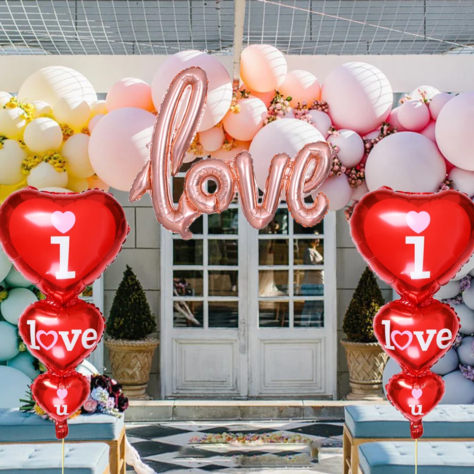 Фольгированный Гелиевый шар I LOVE U в форме сердца украшение для свадьбы