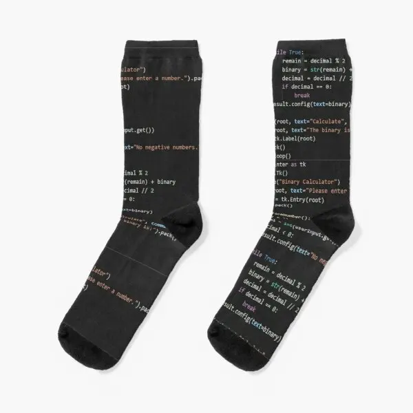 

Python Program Code Crew Socks Black Pattern Comfortable Best Cotton Cute Cartoon Funny Ladies Girls Mens Breathable Short