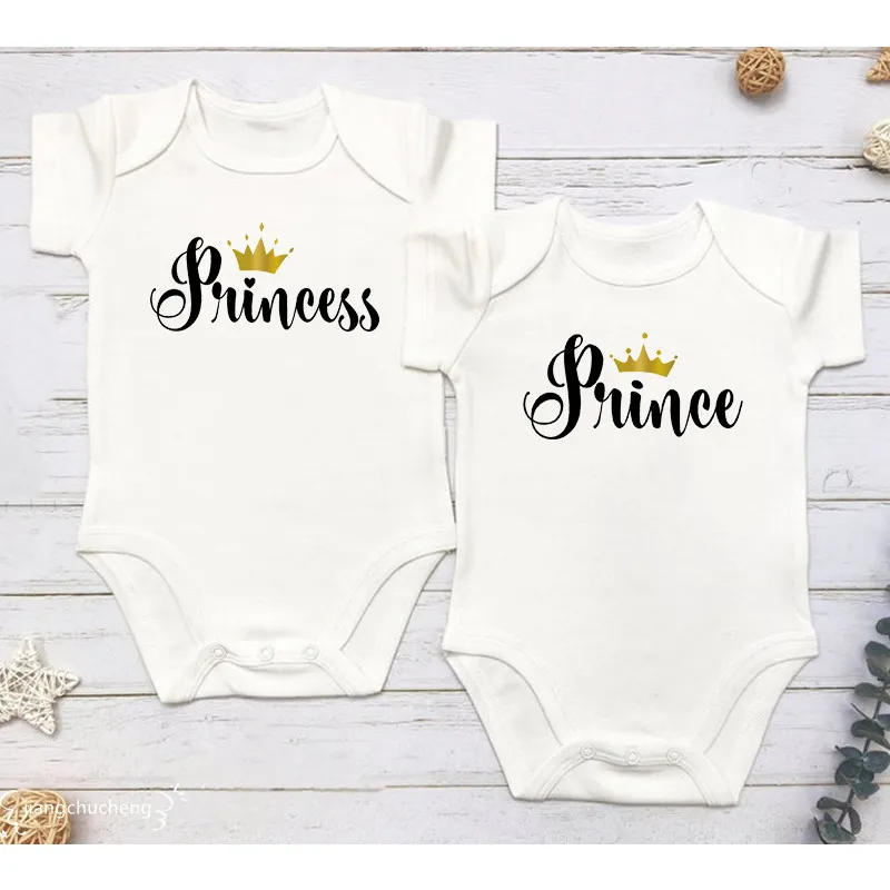 Комбинезон детский с коротким рукавом принц принцесса для мальчиков и девочек