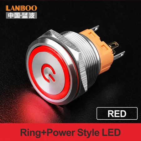 Red LED Power 25 мм SPST 12 вольт led подсветкой DPDT мини кнопочный переключатель для мусора - Цвет: Red LED Power