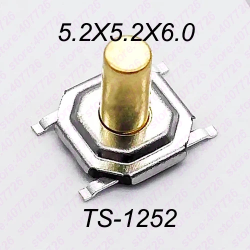 Высокое качество, 50 шт., 5,2x5,2x1,5 мм до 9 мм, 4PIN, SMT, металлический Тактический кнопочный переключатель, тактовый переключатель, клавиша, динамик, аудио кнопка - Цвет: H 6.0MM