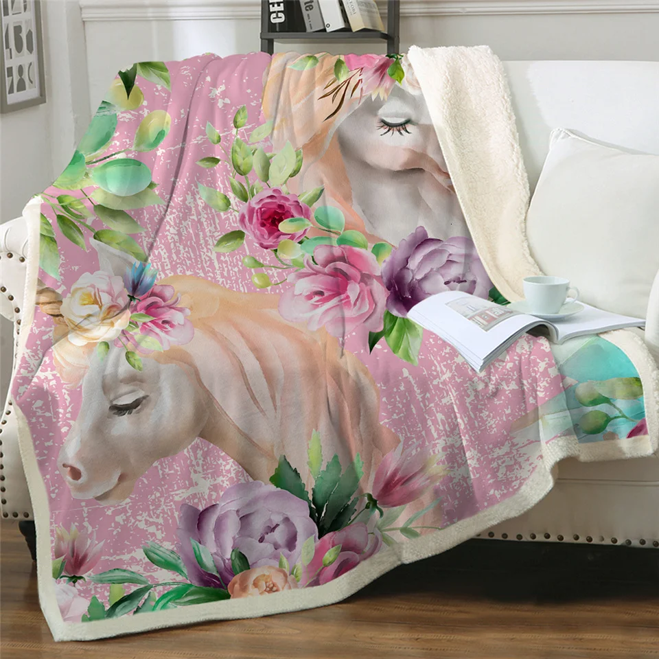 BeddingOutlet одеяло с рисунком единорога, детское одеяло с цветочным рисунком, мягкое плюшевое покрывало для девочки, тонкое одеяло, Прямая поставка