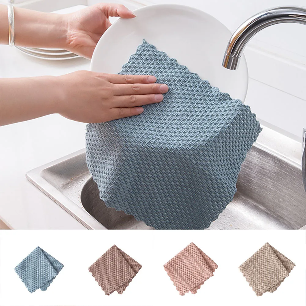 

Anti-grease Wiping Rags Efficient Super Absorbent Microfiber Nylon Cleaning Cloth Home Kitchen Dish Cleaning Towel