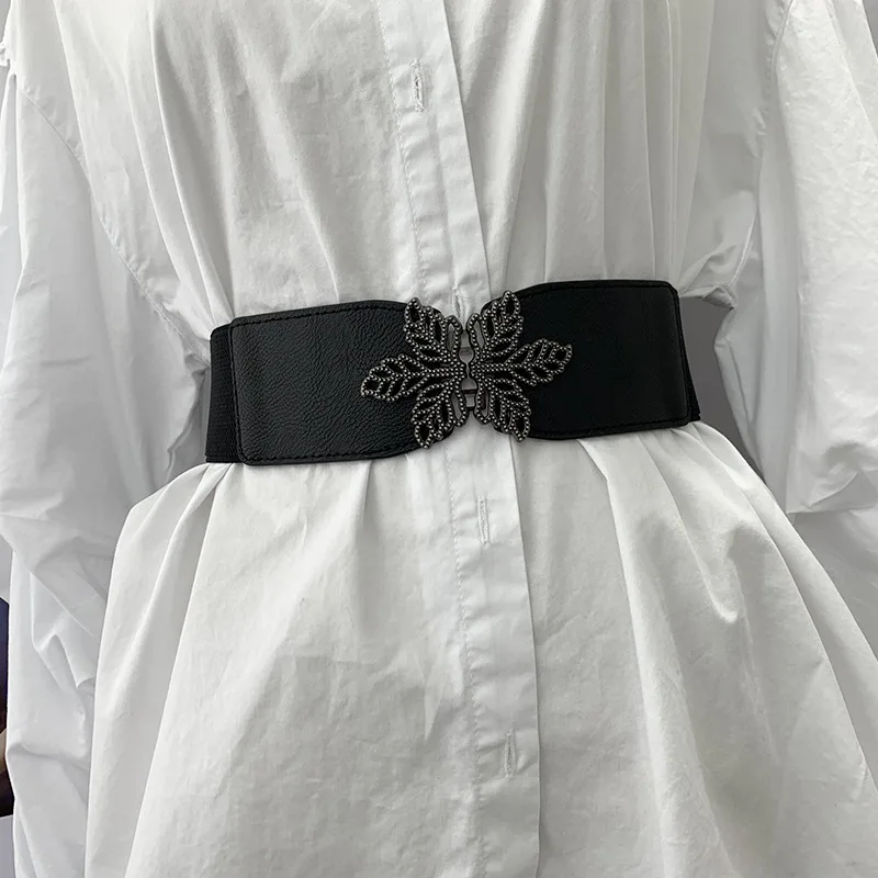 

Designer Brand New Luxury Fashion Women's Decorative Coat Wide with Skirt Sweater Dress Fashion Black Elastic with Waistband