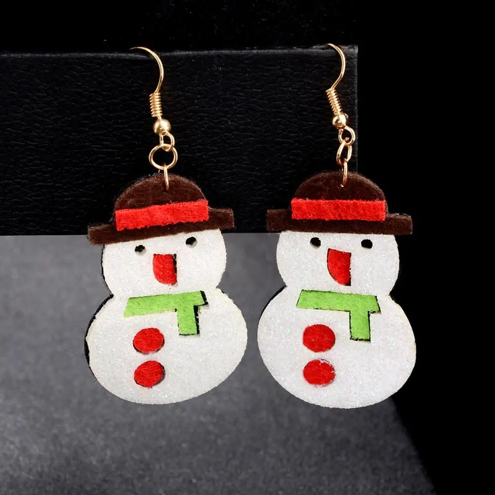 2019 рождественские украшения серьги для женщин с рисунком оленя Санта Клаус