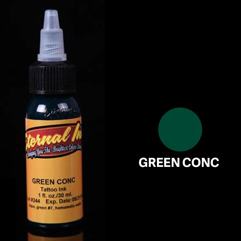 green conc Перманентные чернила для татуировки, набор пигмента, tinta tattoo tintas para tatuajes, пигменты, динамические чернила, goochie tintas tattoo, aimoosi - Цвет: green conc