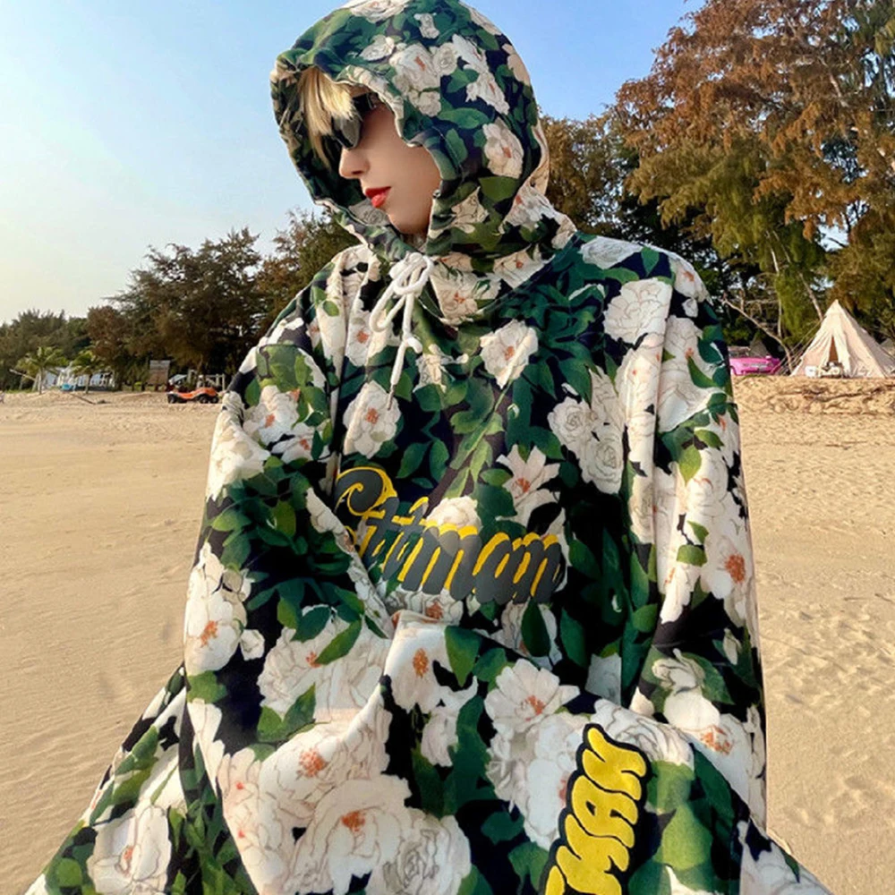 

Flower Printed Hoodies Sweatshirts Women Long Sleeve Autumn Winter Pullovers Pockets Sweatshirt