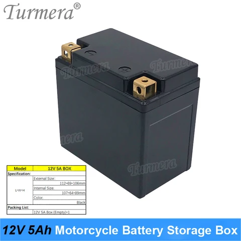 Батарея для мотоцикла Turmera, 12 В, 5 Ач, 6 Ач, может вместить 10 литий-ионных батарей 18650 или 5 батарей 32700 Lifepo4