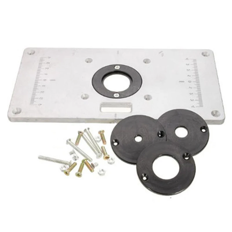 

Aluminum Router Tables Insert Plate W/ 4 Rings Screws For Woodworking Benches AU