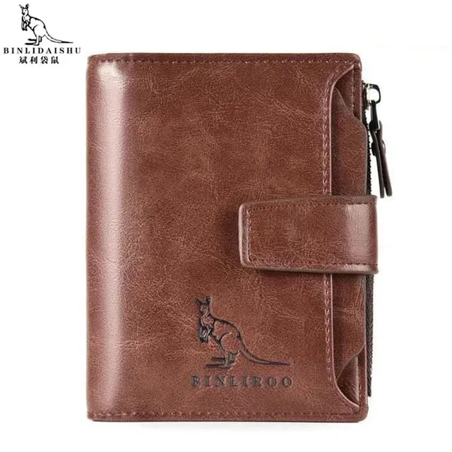 PU Leather Wallet For Men Vertical Short Zipper Coin Purse Business credit card ID Holder cover money bag Wallets RFID 1